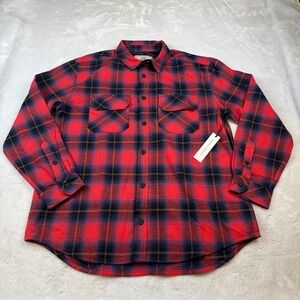 OPENING THEORY Mens Red Blue Plaid Flannel Shirt Button Down Long Sleeve Size XL